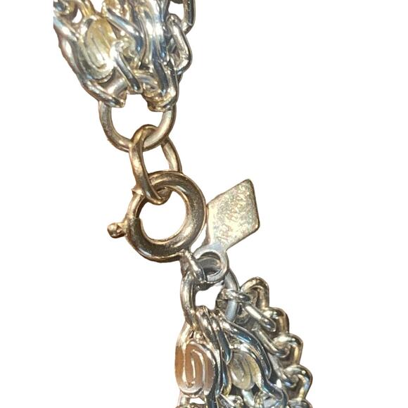 VTG Four Strand Necklace Chained Signed Sarah Coventry Geo Streetwear Gold Tone - Picture 4 of 4